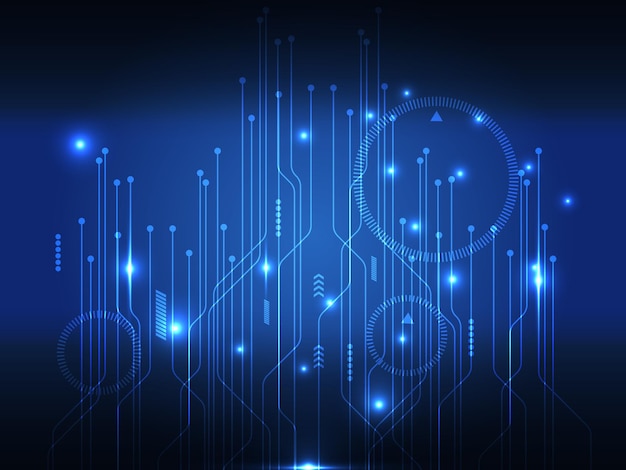 Abstraction de la puissance bleue, de la technologie numérique cybernétique, du contexte futuriste