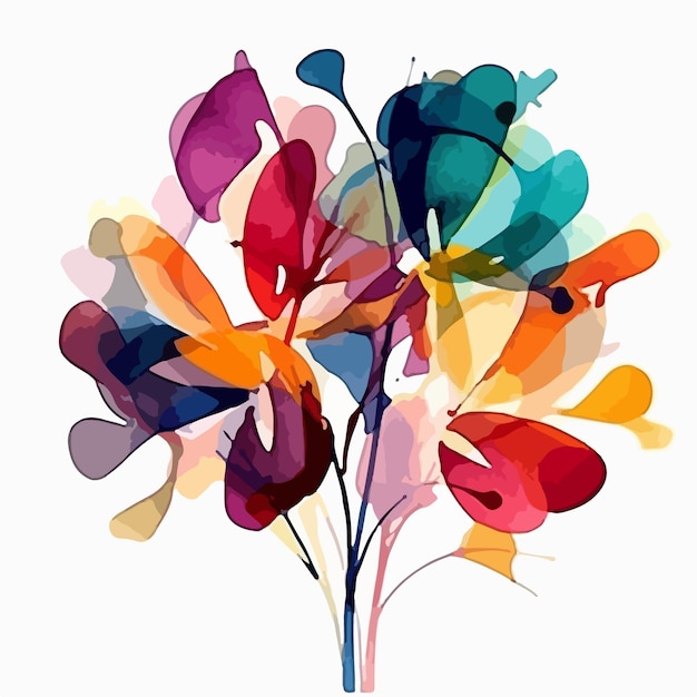 abstrait aquarelle coloré fleur fond blanc couleurs plates illustration vectorielle art numérique