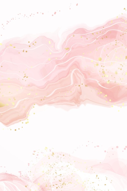 Abstrait Aquarelle Liquide Rose Poussiéreux Blush Avec Des Points Et Des Lignes D'or