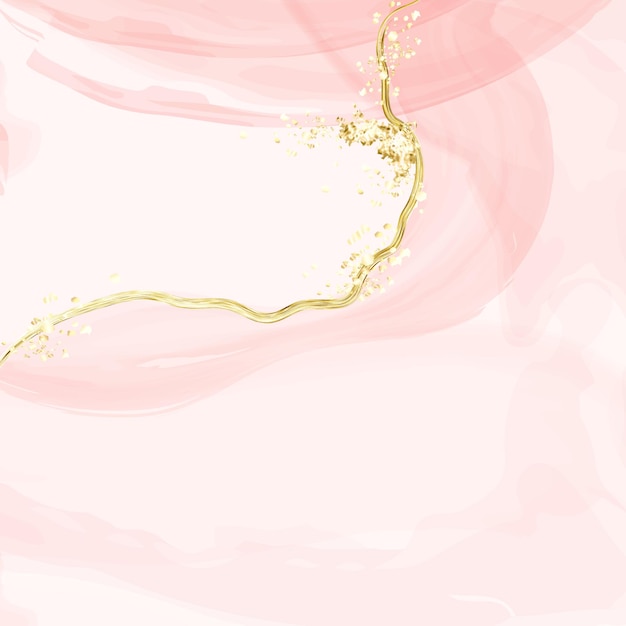 Vecteur abstrait aquarelle rose ou abricot avec texture or