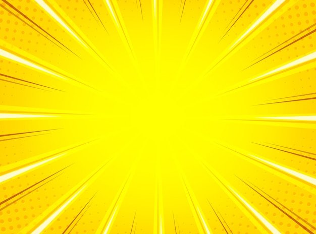 abstrait bande dessinée sunburst jaune lignes radiales fond