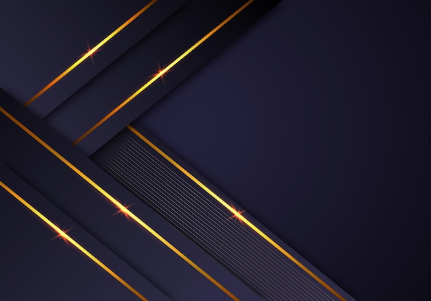 Abstrait brillant or lignes diagonales chevauchement luxueux fond violet marine foncé avec un espace pour le texte