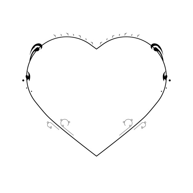 Vecteur abstrait cadre dessiné à la main cœur avec des plantes doodle 14 février concept de vacances vector design outline