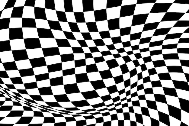 Abstrait à carreaux noir et blanc motif géométrique avec effet de distorsion visuelle