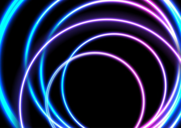 Abstrait de cercles lumineux néon coloré