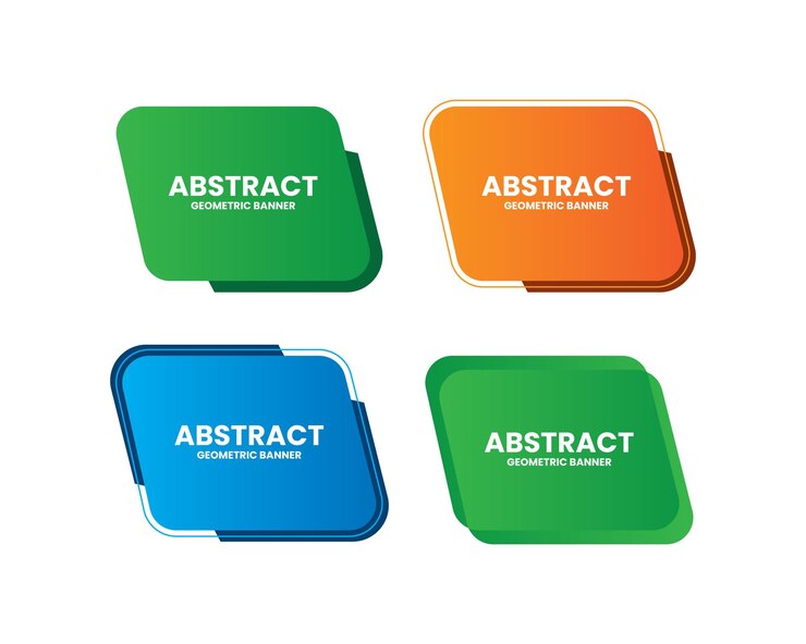 Vecteur abstrait collection de bannières géométriques colorées ensemble d'insignes cadre vecteur multicolore moderne