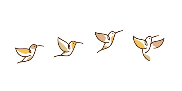 abstrait coloré colibri vecteur dessin au trait colibri mur art conception minimal oiseau ligne logo icône