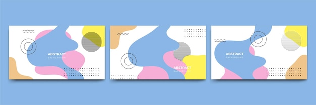 Abstrait coloré Memphis plat formes géométriques fond Composition abstraite avec des lignes cercle triangle point carré et style plat ondulé Conception pour la bannière de couverture de carte de présentation d'affiche
