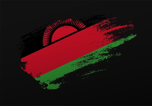 Abstrait créatif patriotique peint à la main pinceau tache drapeau du Malawi sur fond noir