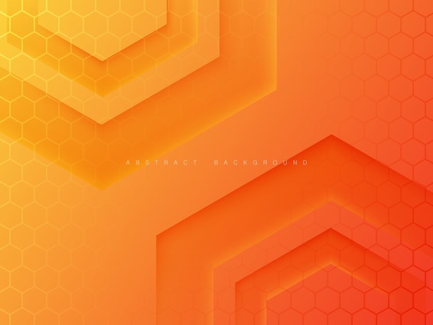 abstrait dégradé orange avec texture hexagonale et lignes transparentes