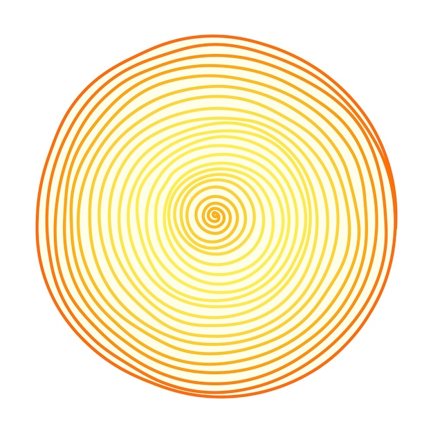 Abstrait Dessiné à La Main En Spirale Colorée Passant Du Jaune à L'orange Sur Un Fond Blanc Vecteur