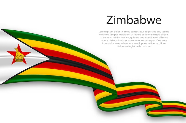 Vecteur abstrait drapeau ondulé du zimbabwe sur fond blanc