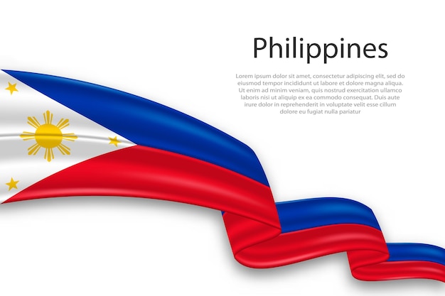 Abstrait Drapeau ondulé des Philippines sur fond blanc