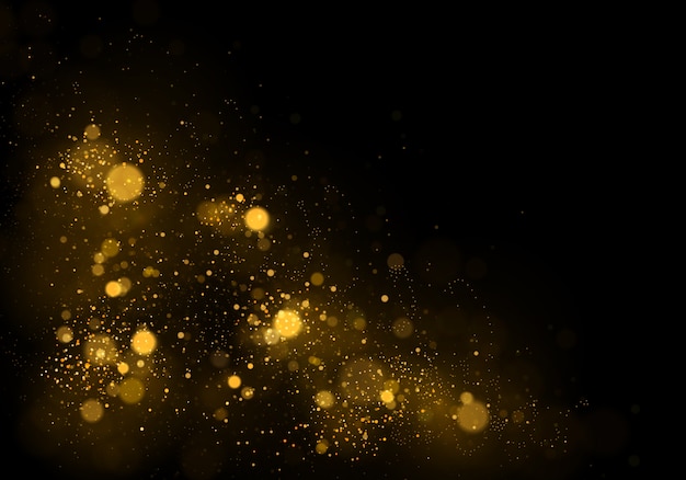 Abstrait avec effet bokeh or. Noël. Des particules de poussière magiques étincelantes. Concept magique.