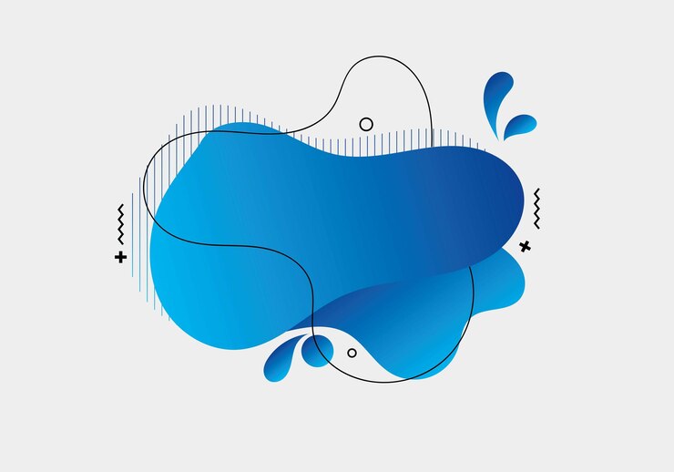 Vecteur abstrait avec étiquette de fluide de forme bleue