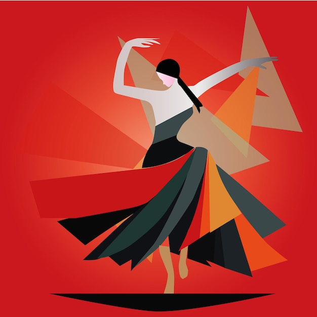 abstrait femme danse peinture fond coloré cubisme art styleillustration vectorielle