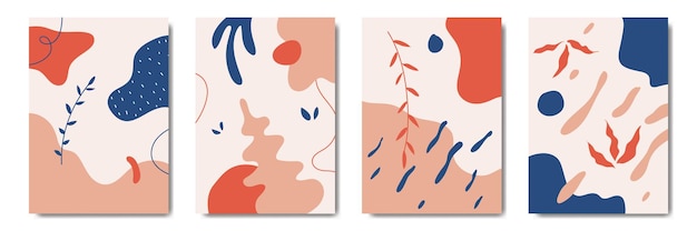 abstrait floral contemporain feuilles modernes art en ligne portraits boho collection de modèles d'affiches