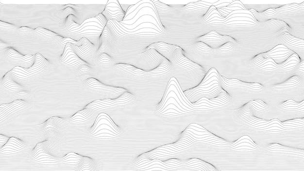 Vecteur abstrait avec des formes de lignes déformées sur fond blanc ondes de lignes sonores monochromes