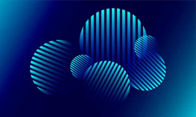 Abstrait géométrique dégradé bleu futuriste Motif minimal Composition de cercles avec des lignes de dégradé Design futuriste Illustration vectorielle