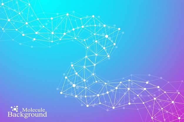 Abstrait Géométrique Avec Ligne Connectée Et Points. Structure Moléculaire De L'adn Ou De La Composition Des Neurones. Illustration Vectorielle.