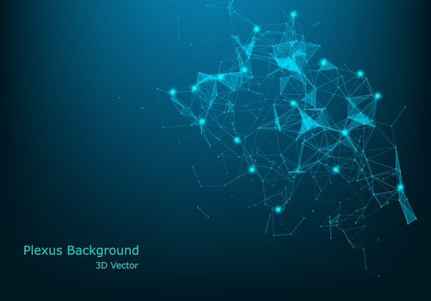 Abstrait géométrique avec ligne connectée et points. Visualisation Big Data. Vecteur de connexion réseau global.