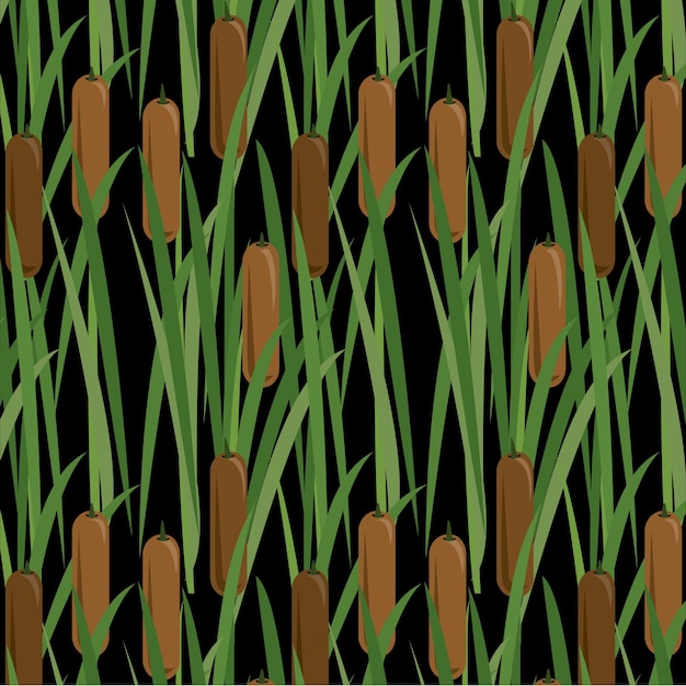 Abstrait Herbe de marais sans couture avec motif de cattails moindre bulrush art de canne à feuilles étroites cattails