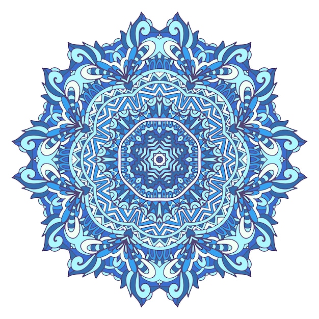 Abstrait hiver bleu mandala arabesque géométrique ethnique.