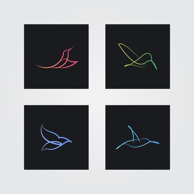 Abstrait Humming Bird Line Art Logo Gradation Couleur