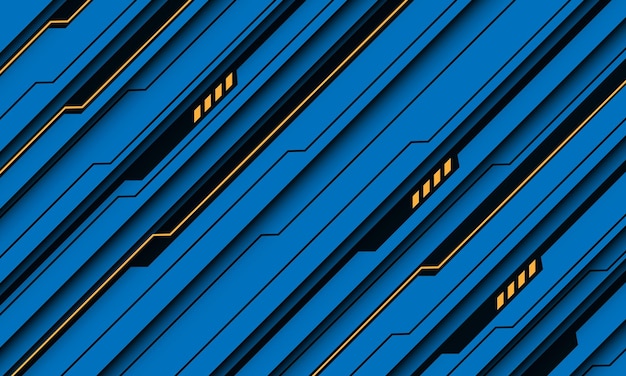 Abstrait Jaune Ligne Noire Circuit Cyber Dynamique Design Bleu Technologie Futuriste Vecteur De Fond