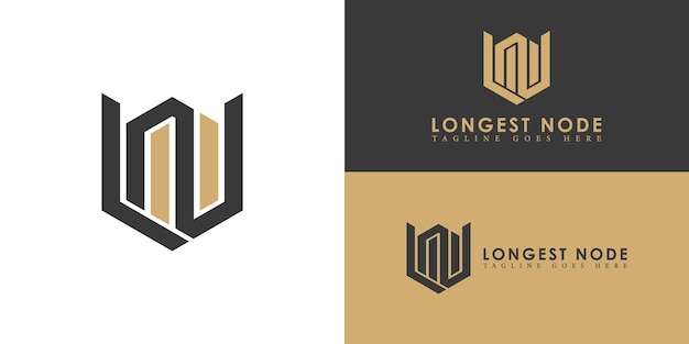 Abstrait de la lettre initiale hexagonal LN ou du logo NL en noir et en or