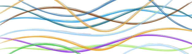 Abstrait de lignes colorées entrelacées ondulées sur blanc