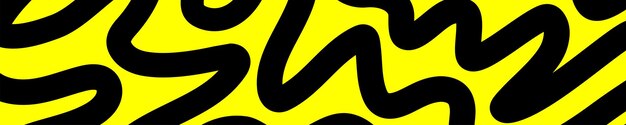 Vecteur abstrait des lignes ondulées noires sur un fond jaune vif