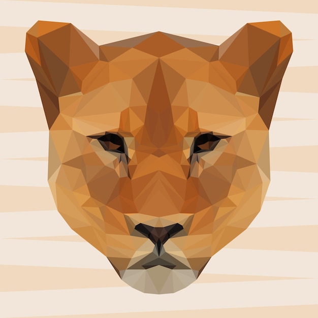 Abstrait Lion Polygonal Pet Animal Face Museau Portrait Tête Graphique Silhouette Symbole Icône