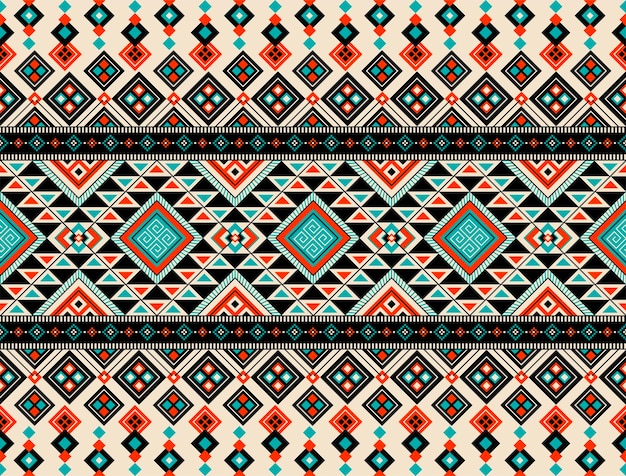 Abstrait Mignon Couleur Géométrique Tribal Ethnique Ikat Folklore Argyle Modèle Natif Oriental Conception Traditionnelle Pour Le Fond