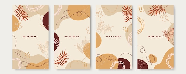 Abstrait minimaliste rose brun tan terre couleur pastel arrière-plan pour le modèle de médias sociaux de l'histoire avec des formes florales, liquides, blob, organiques, texture dessinée à la main, brosse, vague. Illustration vectorielle.