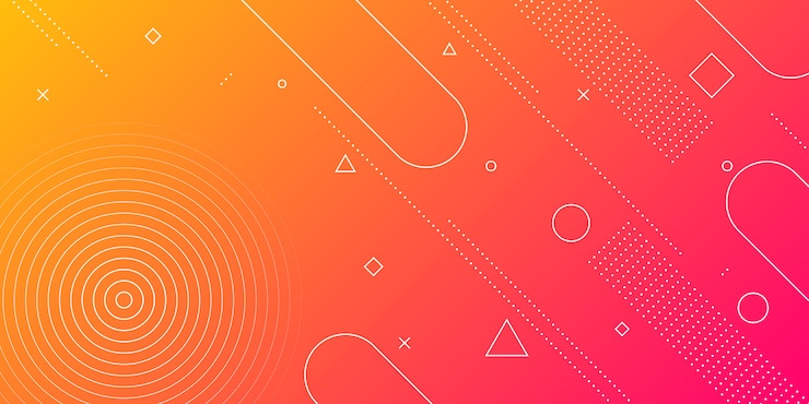 Abstrait moderne avec des éléments de memphis dans des dégradés rouges et orange et sur le thème rétro