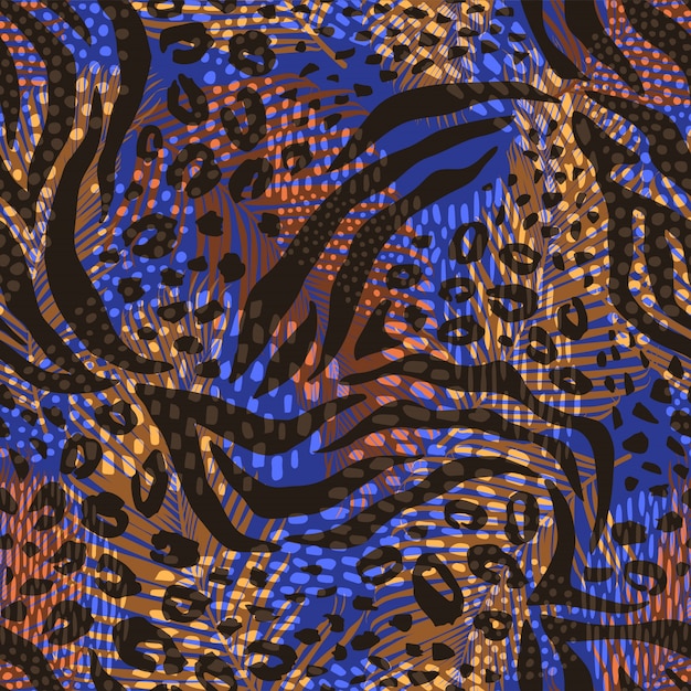 Vecteur abstrait motif géométrique sans couture avec impression d'animaux. textures dessinées à la main à la mode.