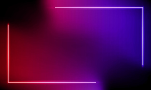 Abstrait néon coloré avec dégradé violet rouge. Rendu 3d Ligne rectangulaire rayons lumineux