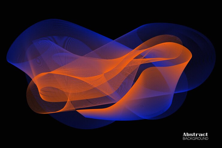 Vecteur abstrait avec des ondes linéaires dynamiques illustration vectorielle dans un style minimaliste plat isolé sur fond sombre