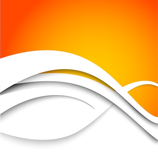 Abstrait orange avec des vagues blanches.