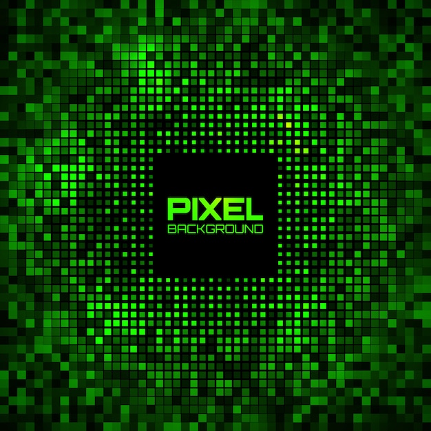 Abstrait Pixel Vert Brillant Lueur Fond.