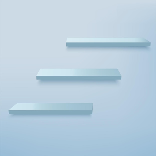 Abstrait avec podiums 3d géométriques de couleur bleue