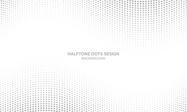 Abstrait Des points gris à demi-ton gradient sur fond blanc avec une conception inclinée tordue incurvée