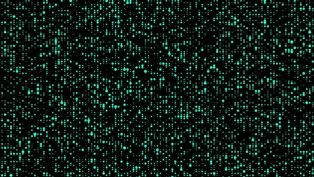 Abstrait avec des points lumineux verts Grille de points clignotants Le flux de données scientifiques dans le cyberespace Visualisation de données volumineuses Illustration vectorielle