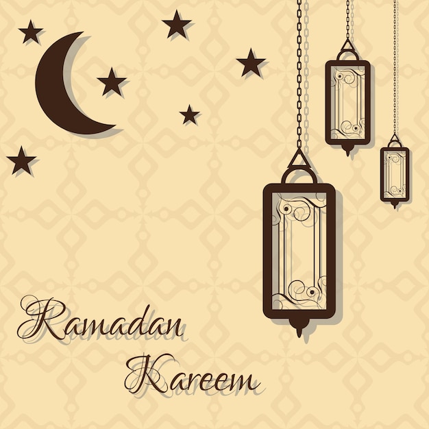 Abstrait Pour La Célébration De La Fête Islamique Du Ramadan Kareem Croissant Décoratif Avec étoiles Et Lampes Il Peut être Utilisé Comme Cartes De Voeux Affiches Bannières Illustration Vectorielle
