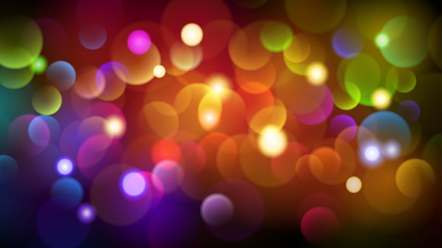 Abstrait sombre avec effets bokeh de différentes couleurs