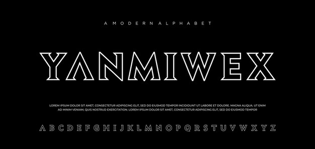 Abstrait sport ligne moderne polices alphabet sport jeu numérique musique futur police créative