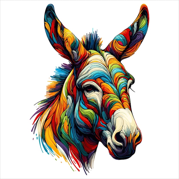 Vecteur abstrait tête d'âne peintures multicolores illustration vectorielle de dessin coloré sur fond blanc
