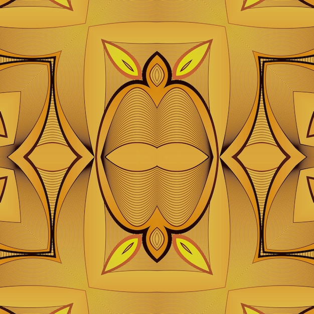 Abstrait texturé sans soudure en or jaune combiné avec du marron