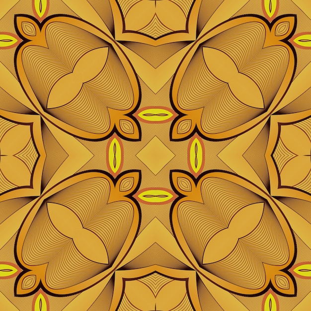 Abstrait texturé sans soudure en or jaune combiné avec du marron